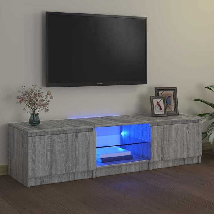 VidaXL Meuble TV avec lumières LED Sonoma gris 140x40x36 cm, support TV, armoire média, armoire hifi, unité TV 822682