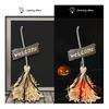 Yousheng Animated Floating Witch Broom 28" Halloween Magic Dancing Broom Light Up Moving Broomstick with Sound for Haunted House Floor Decor