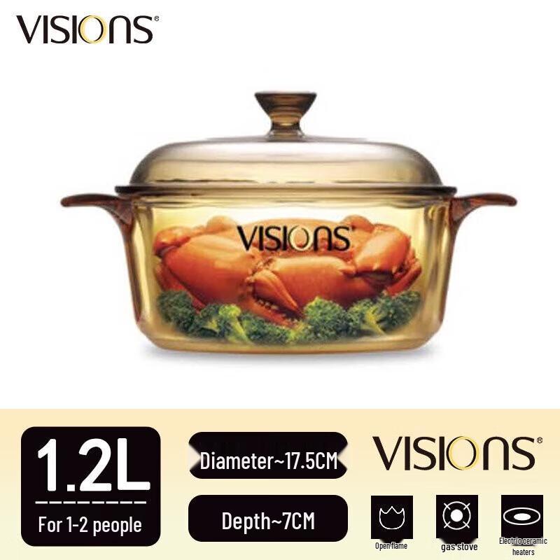 Corning VISIONS Amber Glass Stew Pot