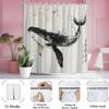 Humpback Whale Shower Curtain Japanese Traditional Art Washable Including 12 Hooks Modern Bathroom Decorative Shower Curtain