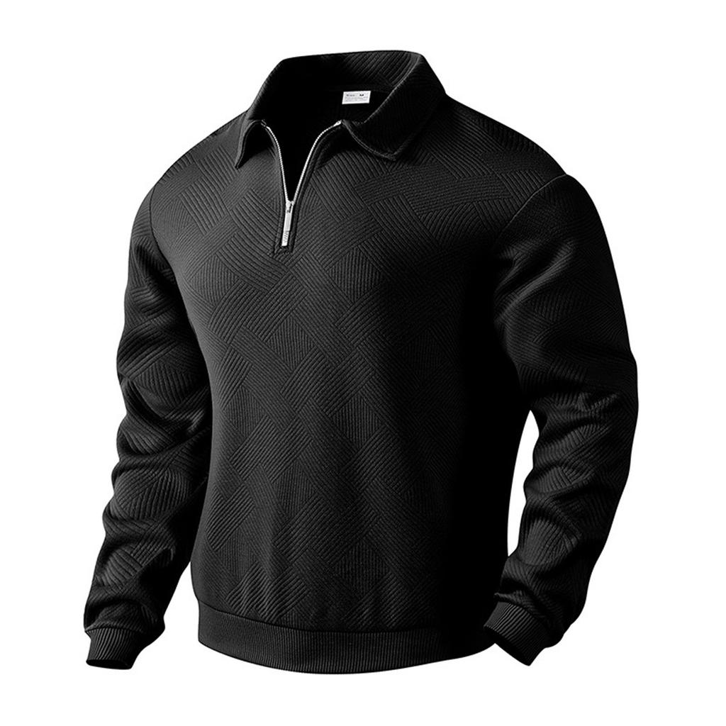 Men'S Long Sleeved Zipper Collar Shirt, Fashionable And Casual Lapel Top