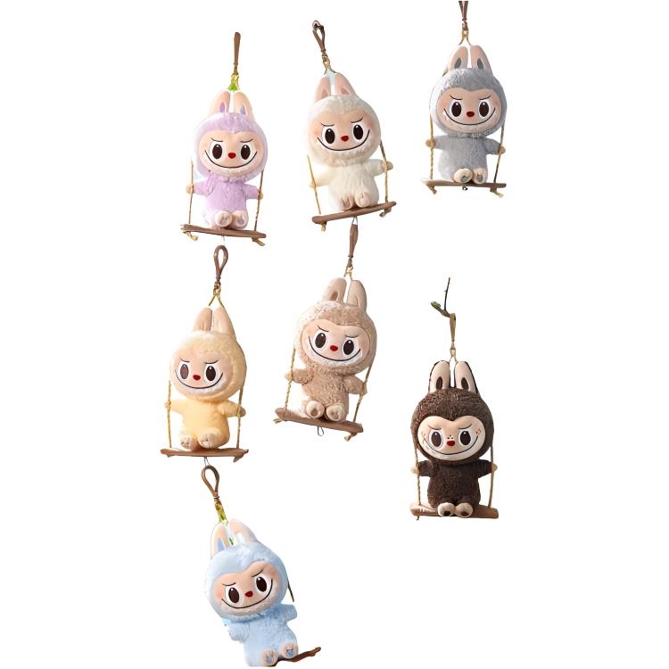 POP MART Labubu Wood Workshop Collection Swinging Plush Pendant Mystery Box Mystery Boxes, Single Mystery Box