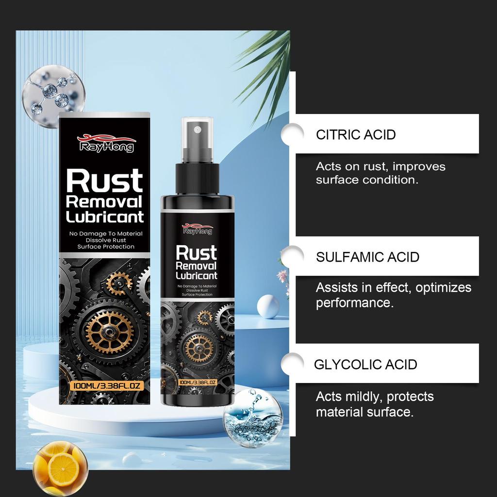 RAYHONG Rust Removal Spray Car Metal Parts Cleaning and Care Spray To Remove Rust and Brighten the Surface Daily Maintenance Supplies 100ml