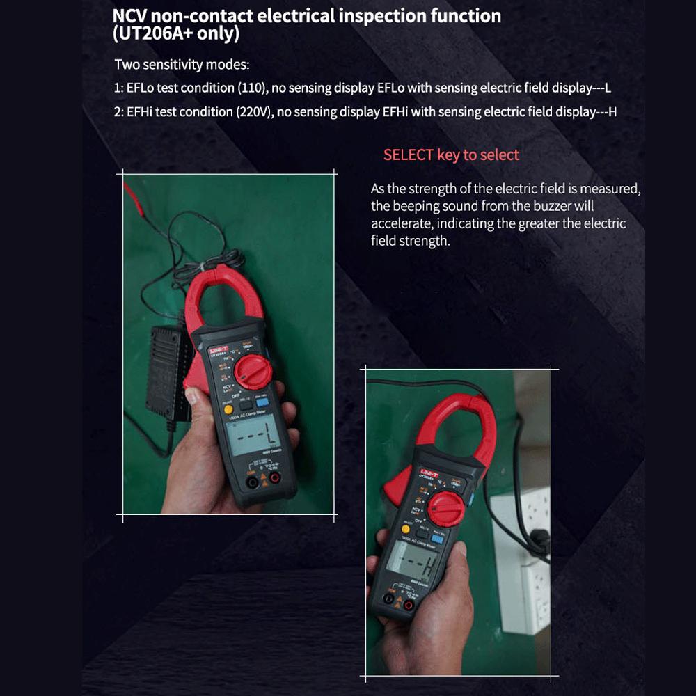 UNI-T UT206A+ Clamp Meter Digital Clamp Type Multimeter Universal Meter Autoranging Clampmeter 6099