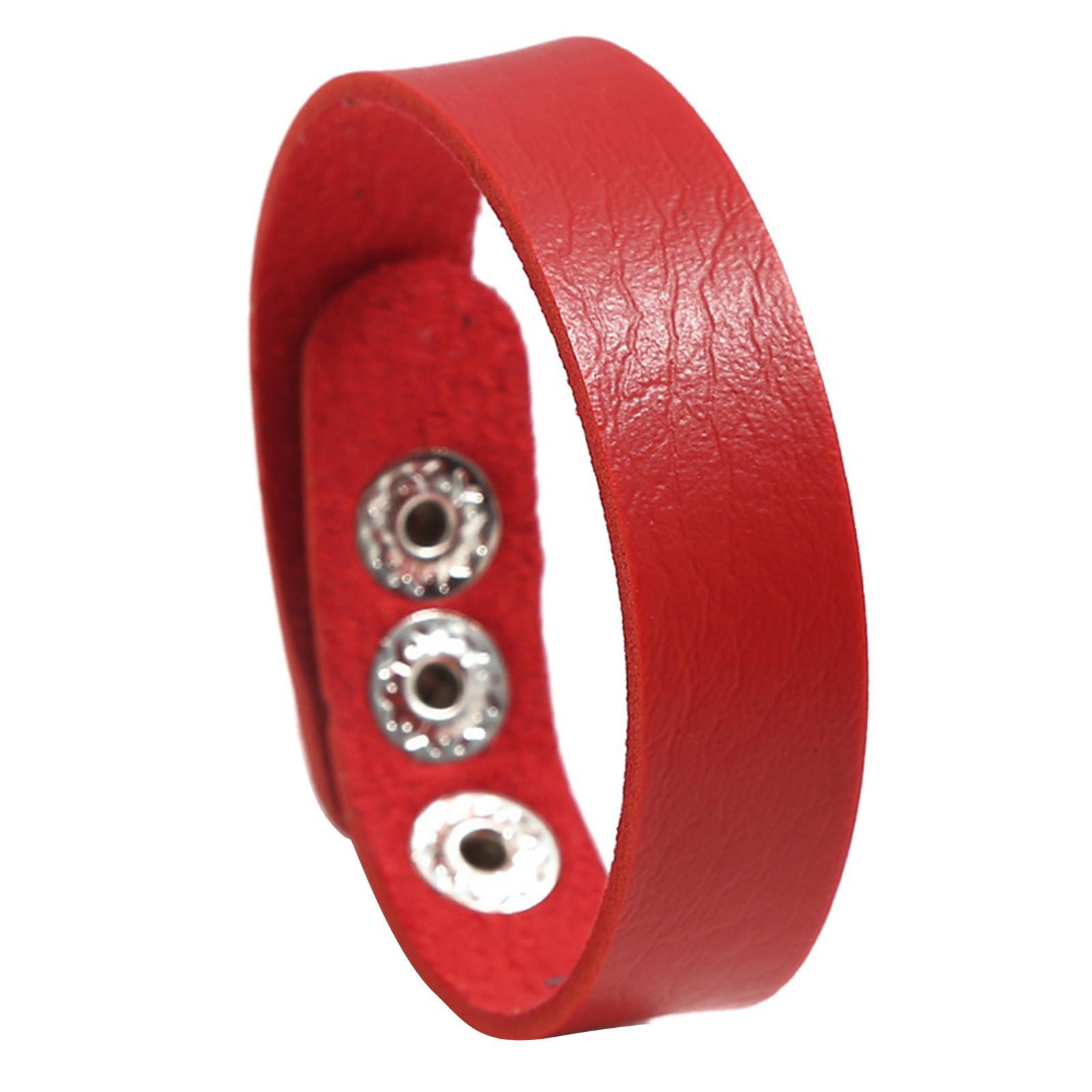 

Регулируемый кожаный браслет со скользящей застежкой, подходит для запястья 14-22 см, элегантный ПУ материал, модный унисекс ювелирный аксессуар красный