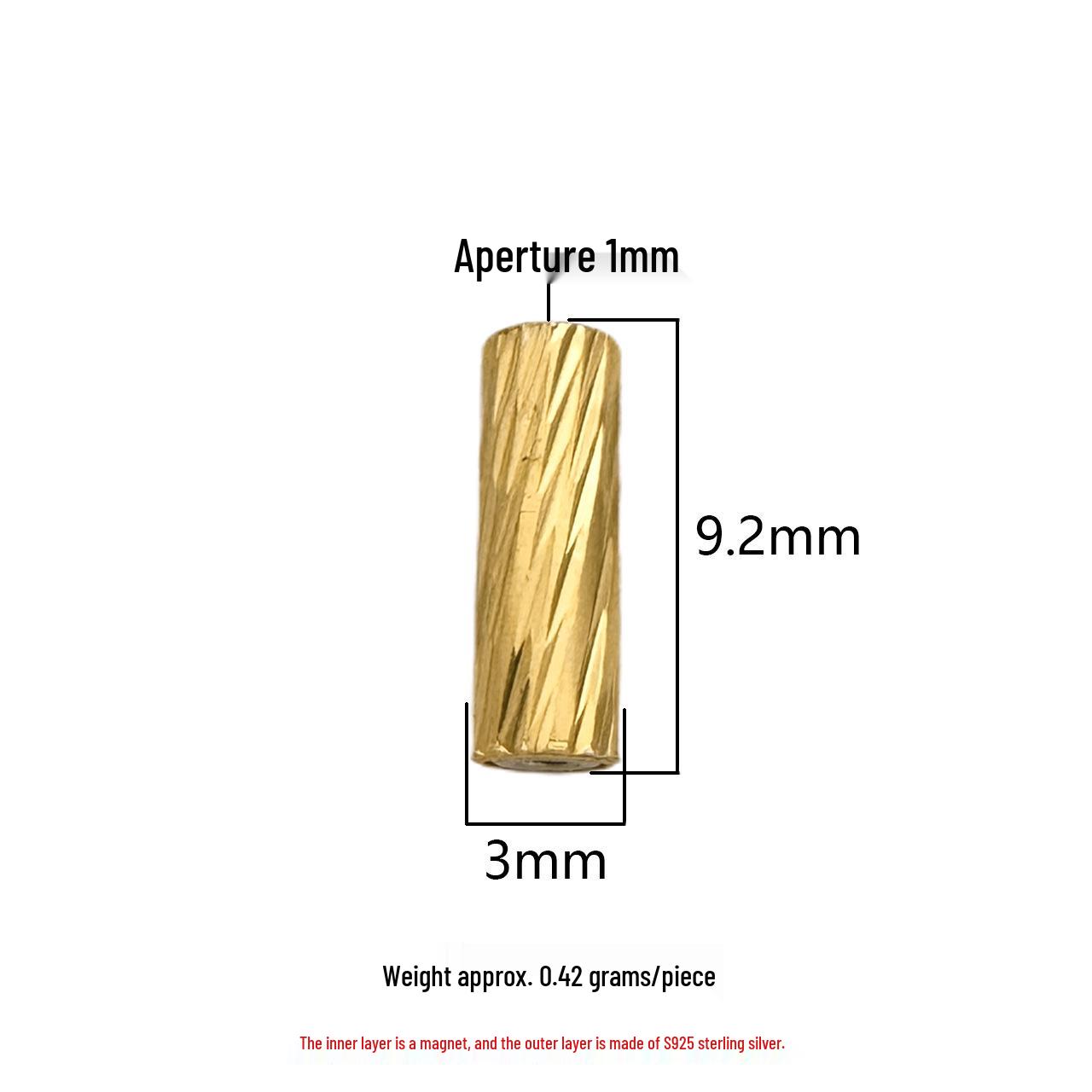 S925 Sterling Silver Magnetic Carved Beads for DIY Crystal Bracelet Weaving and Gold-Plated Spacer Beads. 3x9mm