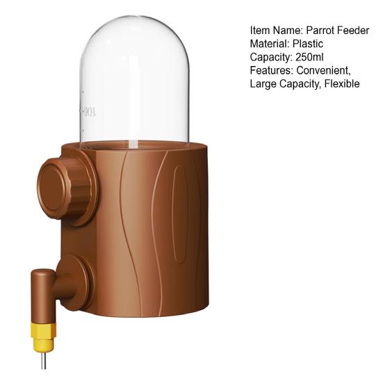 250ml Otomatik Kuş Suluk Kütük Şekli Papağan Su Dispenseri Muhabbet Kuşu Kafesi Asılı İçme Cihazı Küçük Evcil Hayvanlar için Muhabbet Kuşu Cennet Papağanı Kanarya