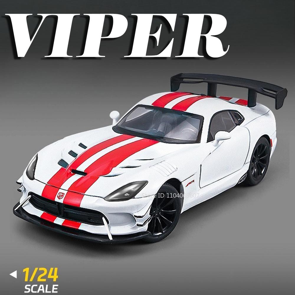 1:24 Viper Cobra Model Toy Sports Cars Alloy Diecast Sound Light Doors Opened Pull Back Exquisite Interior Collection Supercars