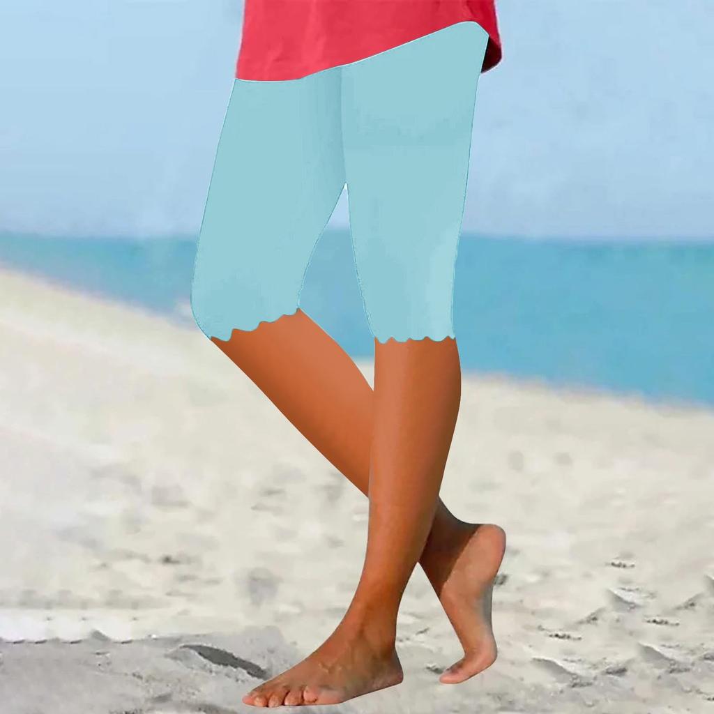 Women's Casual Leggings, Breathable Capris, Color Yoga Pants