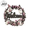 Holiday Door Sign for Store Entry Halloween Pumpkin Ghost Wooden Welcome Hanger Sign, Cute Wall Ornament with Bell Decor Indoor Outdoor Hanging Rope,