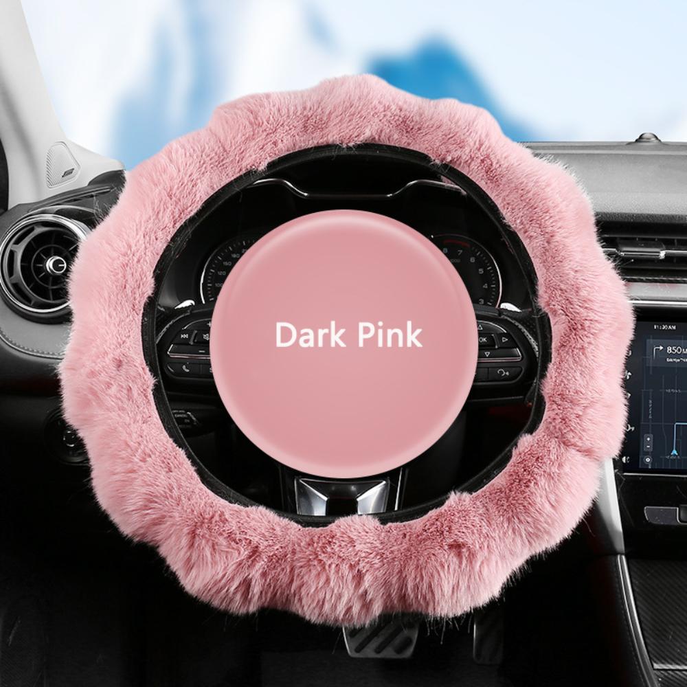 

Мягкий пушистый чехол на руль автомобиля для женщин/девушек, зимний теплый чехол на руль Qheel Grip, нескользящий протектор рулевого колеса темно-розовый