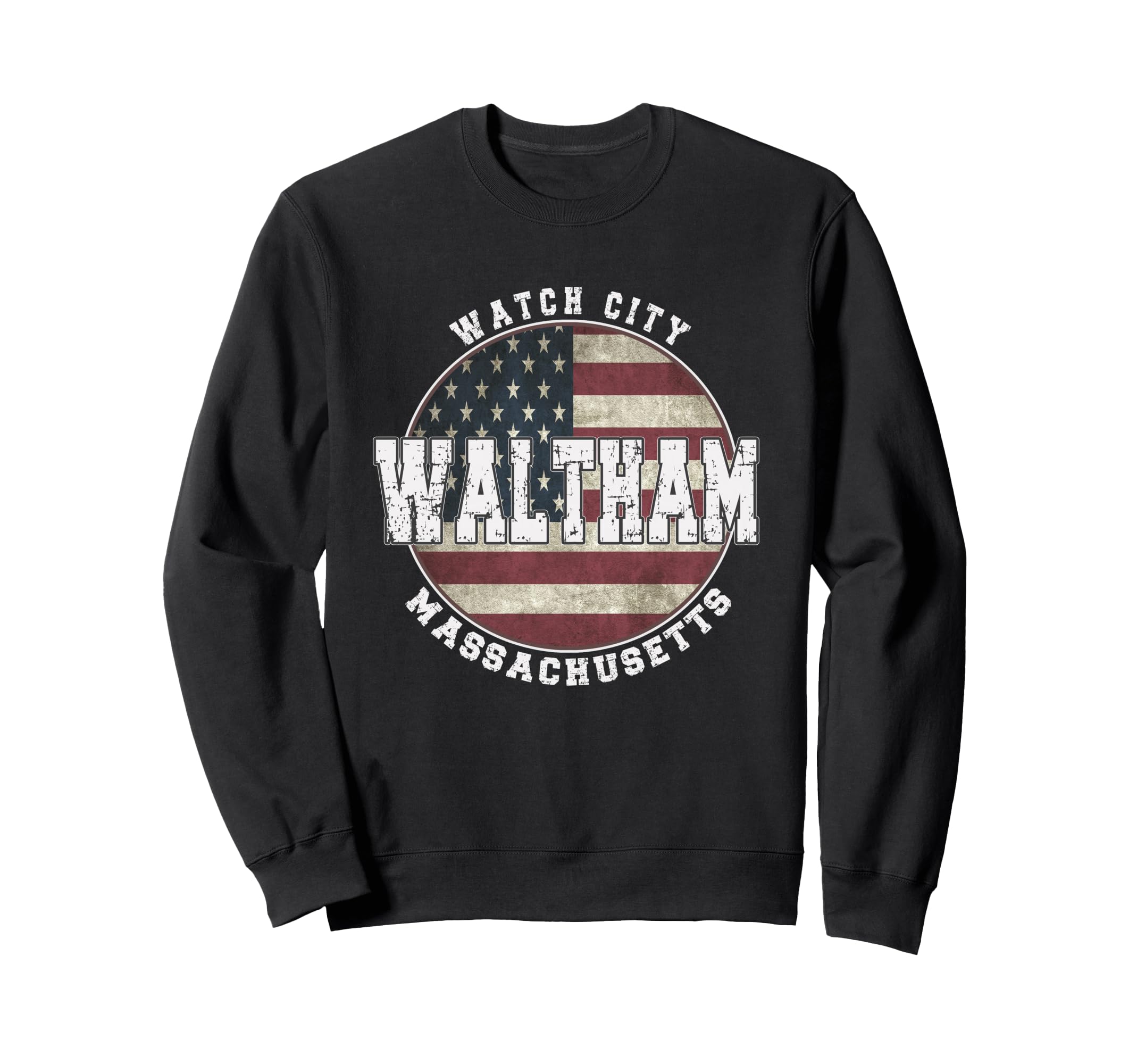 Waltham, Massachusetts, Vintage American Flag Sweatshirt