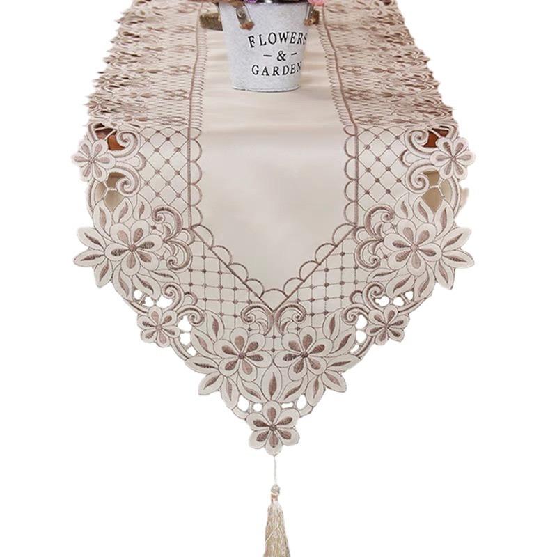European Embroidery Hollow Table Flag Pastoral Embroidery Fabric Spring Flower Tv Cabinet Coffee Table Tablecloth