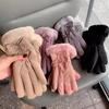 1 Pair Winter Gloves Thickened Velvet Lining Waterproof Raincloth Fabric Windproof Touch Screen Winter Sports Gloves