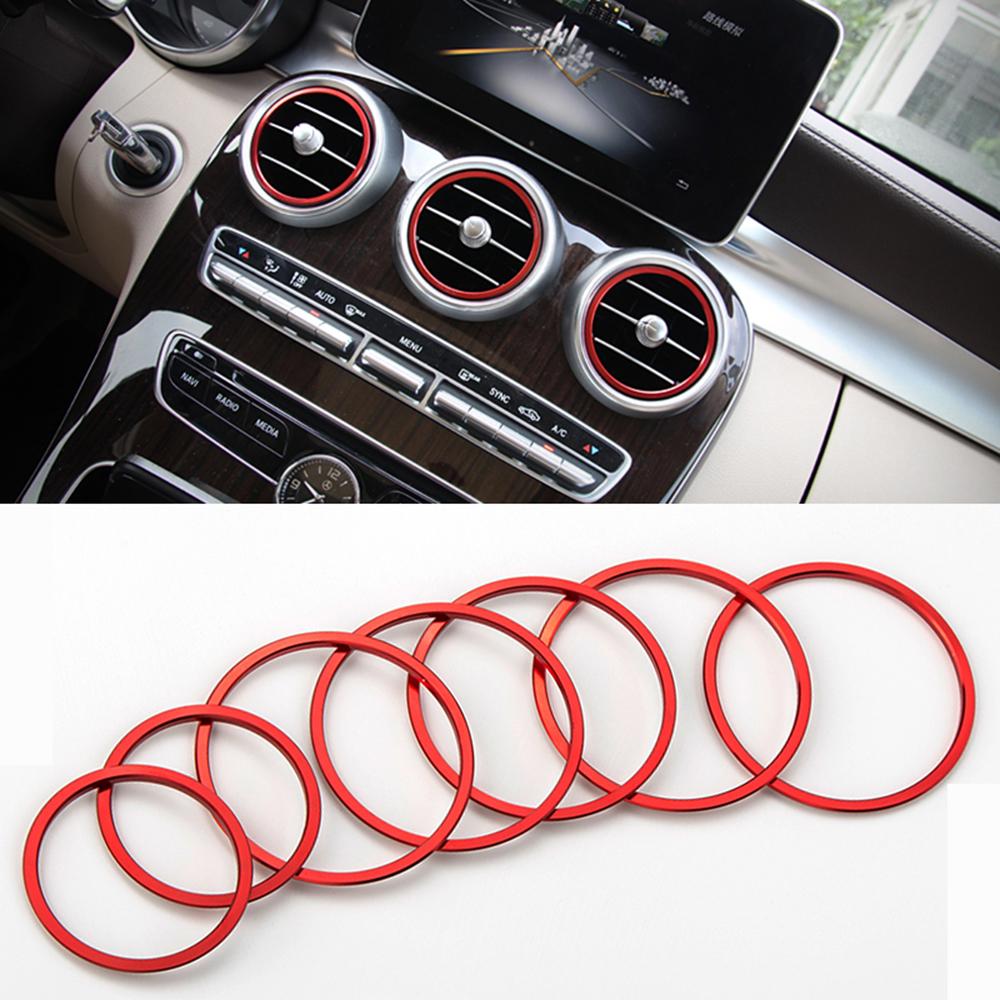Dekorační kroužek výdechu klimatizace pro Mercedes Benz GLC Třída C C200 C220 C300 GLC250 MB X253 W205 Panel klimatizace Dekorace výdechu Kryt Samolepka