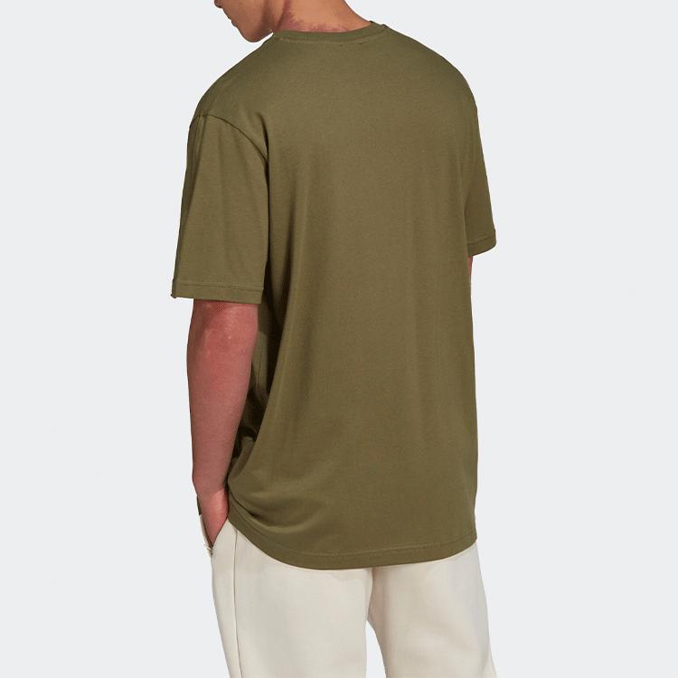 Adidas Originals Trefoil Logo Print Round Neck T-Shirt Men Tops Green HN0384