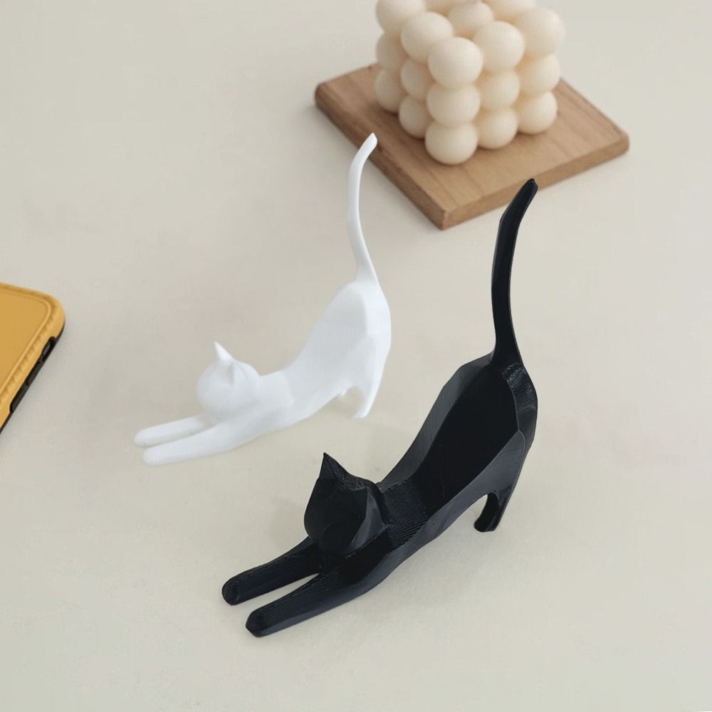 Stretching Kitten Funny Cat Ornaments Carved Kitten Statue Creative Miniature Figurines Garden