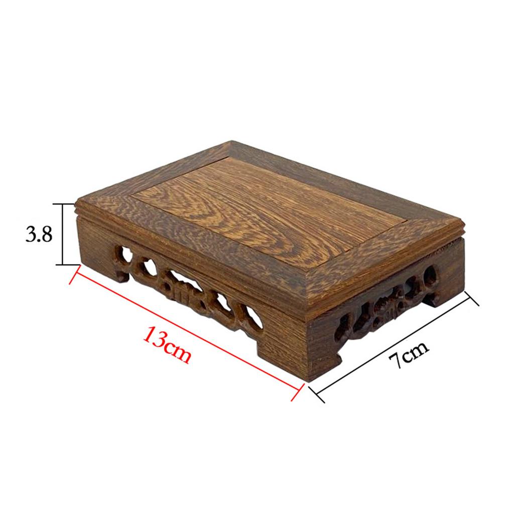 Supporto espositivo rettangolare in legno Legno intagliato Arredamento antico Artigianato Ornamento Base S 13x7x3,8 cm