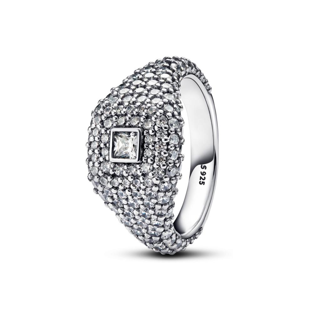 

925 Silver Trinkets Rings Zircon Quadrate Double Heart for Women Original Silver 925 Valentine s Day Ring Jewelry Gift 9