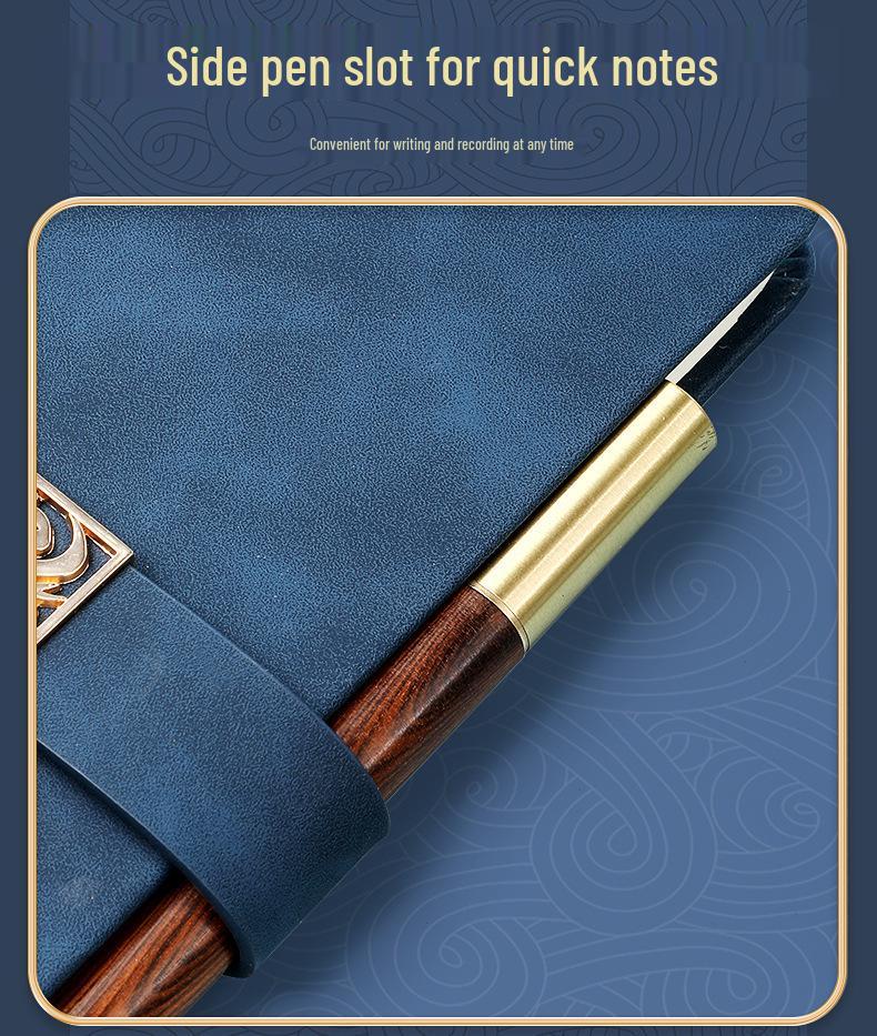 Chinese Style Leather Business Notebook with Color Pages - Custom National Tide Diary