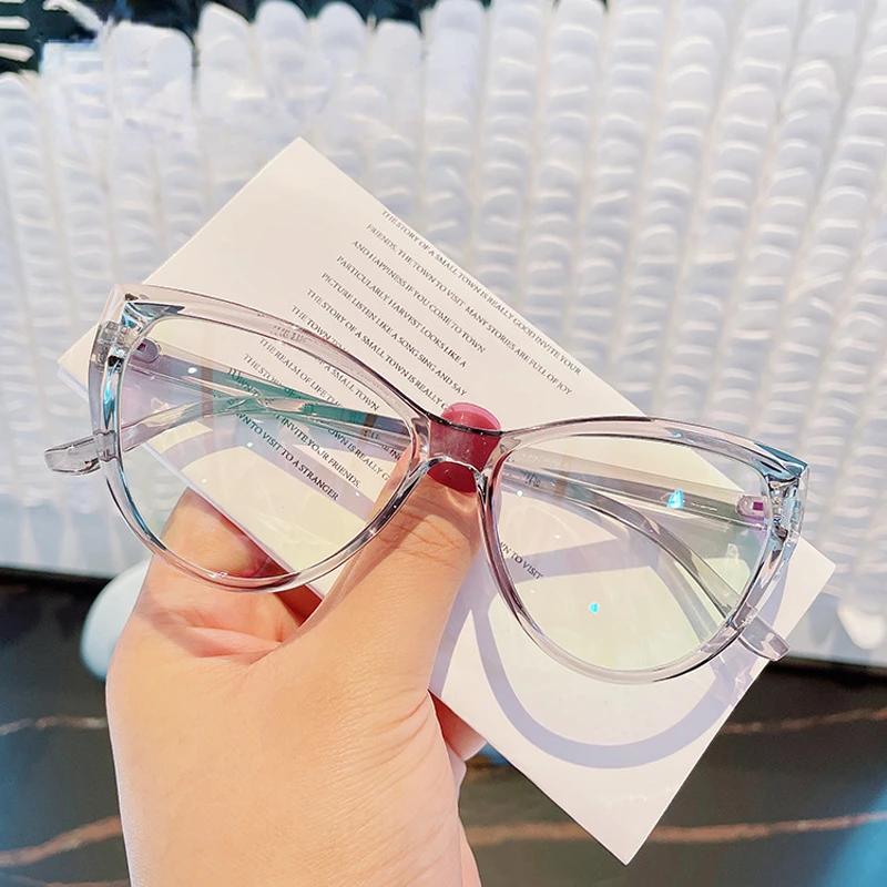 Cat Eye Anti Blue Light Glasses Blocking Computer Glasses Men Women Super Light Frame Eyeglasses Pink Clear