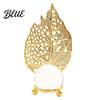 Soft Light Shadow Decor Faux Crystal Ball with Gold Leaf Stand Metal Statue