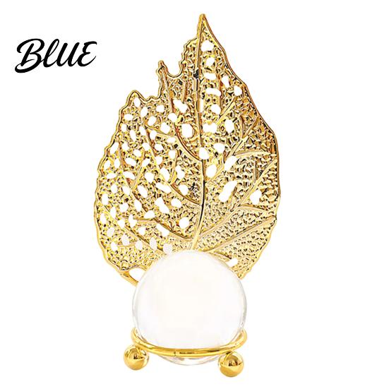 Soft Light Shadow Decor Faux Crystal Ball with Gold Leaf Stand Metal Statue
