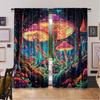 2Pcs Mushroom Curtain Boho Curtains For Cute Mushroom Mother Curtains Blue Forest Landscape Curtain For Bedroom Living Room