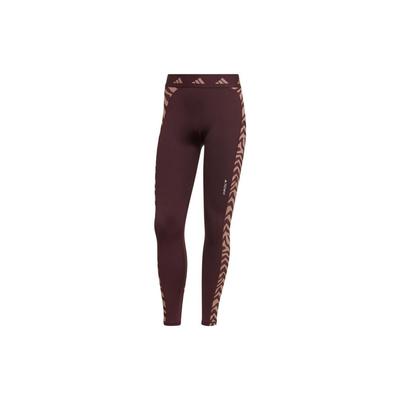 adidas Patterned High-Waisted Ankle-Length Fitness Pants Women Pants Burgundy IB3607