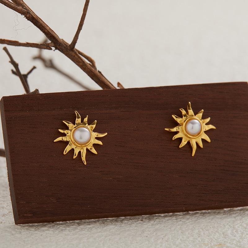 French Vintage S925 Sterling Silver Natural Pearl Amethyst Tiger Eye Jasper Treasure Necklace Female Sunflower Pendant