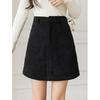 Plus Size Women's Coffee Corduroy A-line Skirt - Autumn/Winter Hip-Hugging Retro Brown Short Skirt