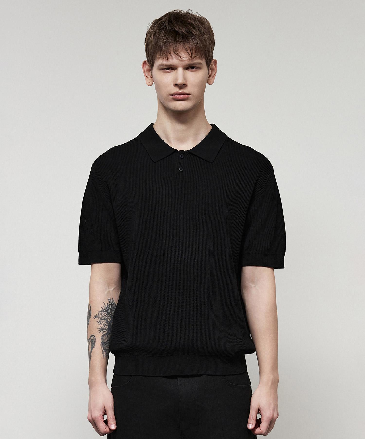 Essential Collared Short Sleeve Knit Black Iesw5E501Bk Black/00S