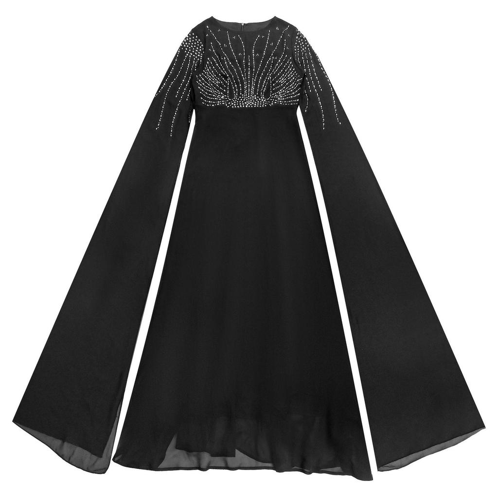 Elegant European & American Fashion Women's See-through Dress with Hot Drilling Details.