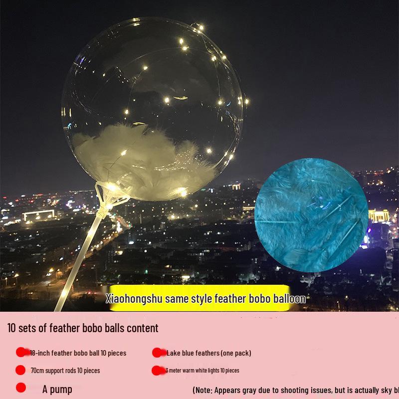 Transparent Floating Bobo Balloon Feather Decoration for Birthdays, Engagements, Banquets, and Weddings
