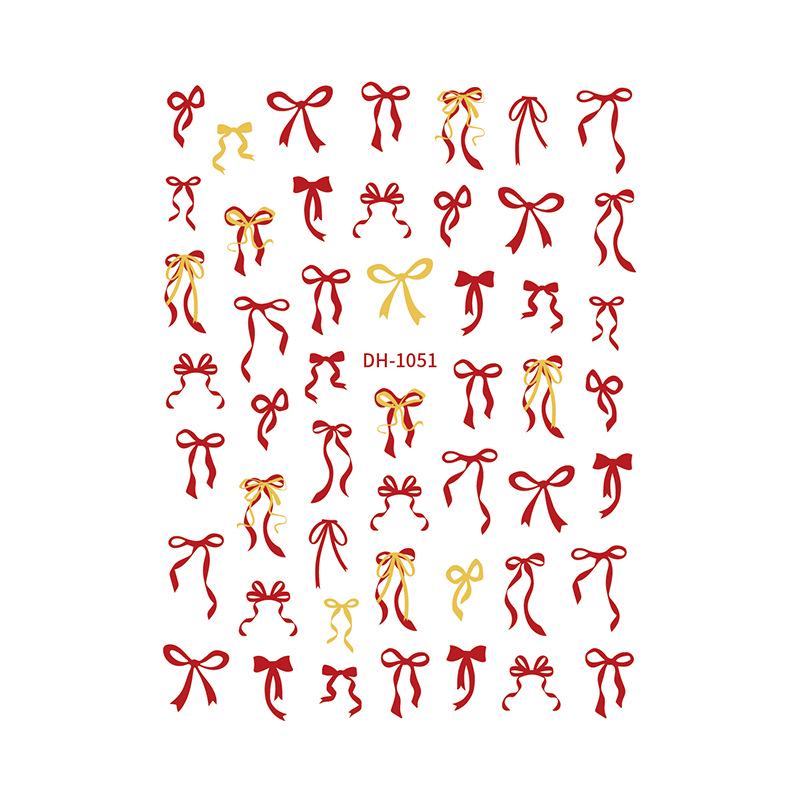 Redanco3D Cartoon Bow Nail Stickers DH-1051 - Cute Hot Stamping Design Gold