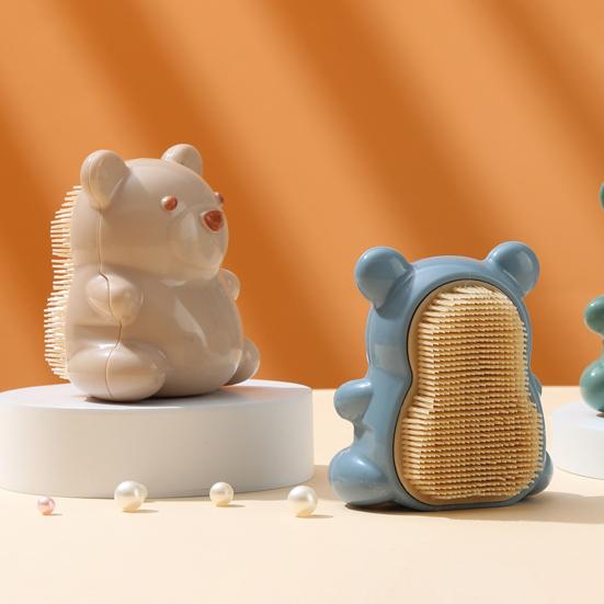 Pennello per Unghie Manico a Forma di Orsetto Cartone Animato Impugnatura Pennello Pulizia Unghie Bambini Adulti Setole Morbide Pennello Massaggio
