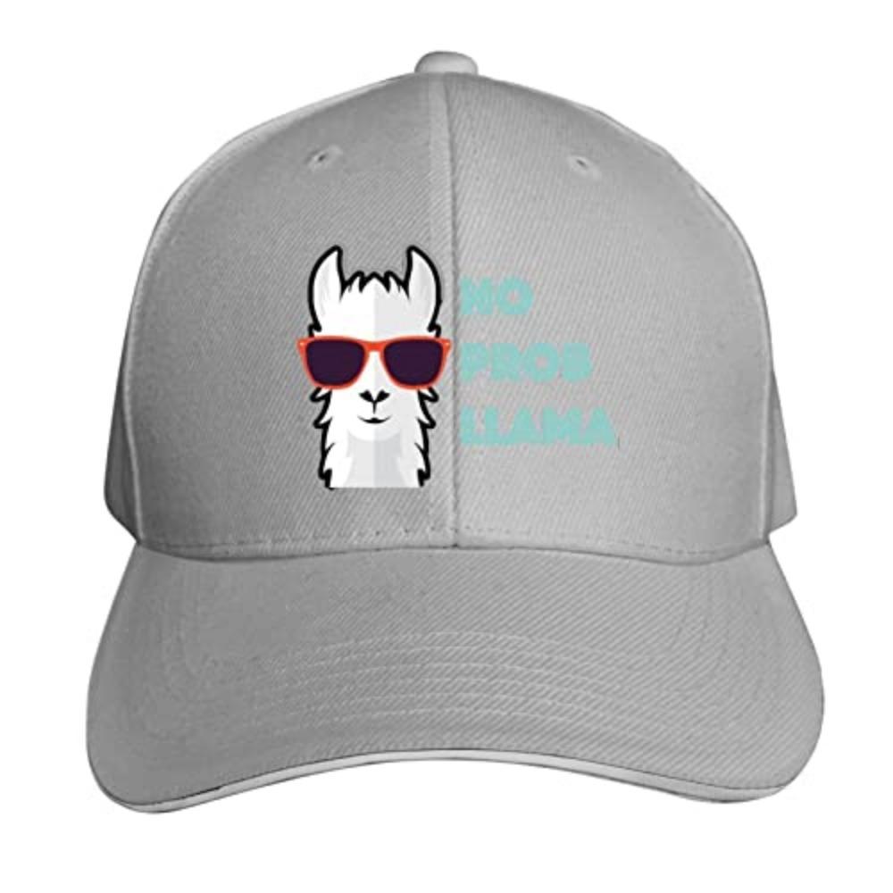No Prob Llama Alpaca Curved Brim Printed Baseball Cap Sun Hat Travel Cap Sandwich Cap Adjustable Trucker Hat