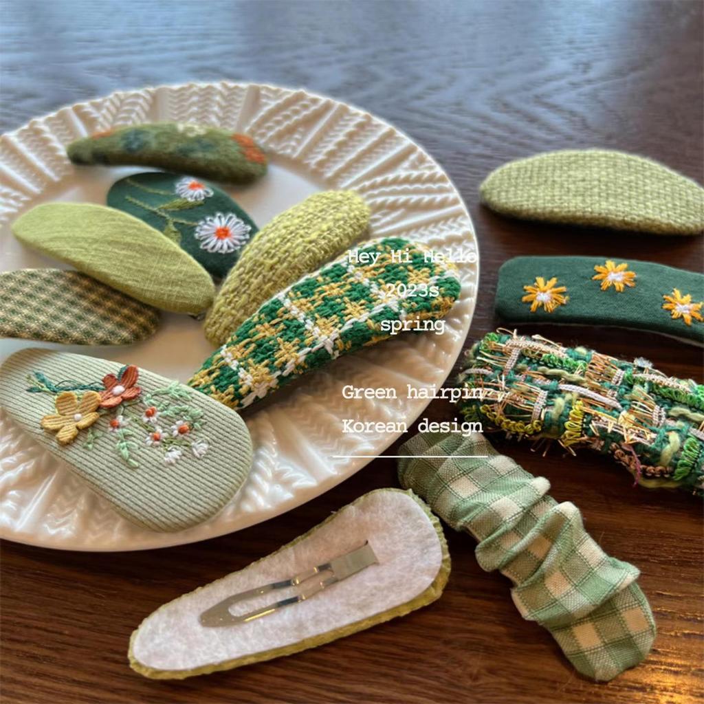 Koreanische Grüne Serie Niedliche & Vielseitige Kinderstoff-Haarspangen