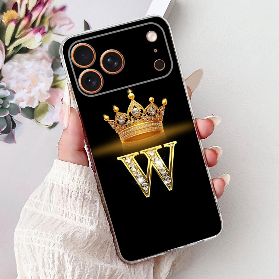 For Apple iPhone 17 Pro Max Case New Crown Letters Cover Soft Slim Phone Case For iPhone 17 Air iPhone17 Pro Max Back Cover Bags