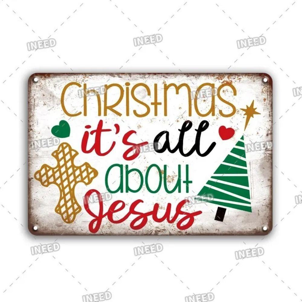 Vintage Christmas Metal Tin Sign Home Festive Wall Decor