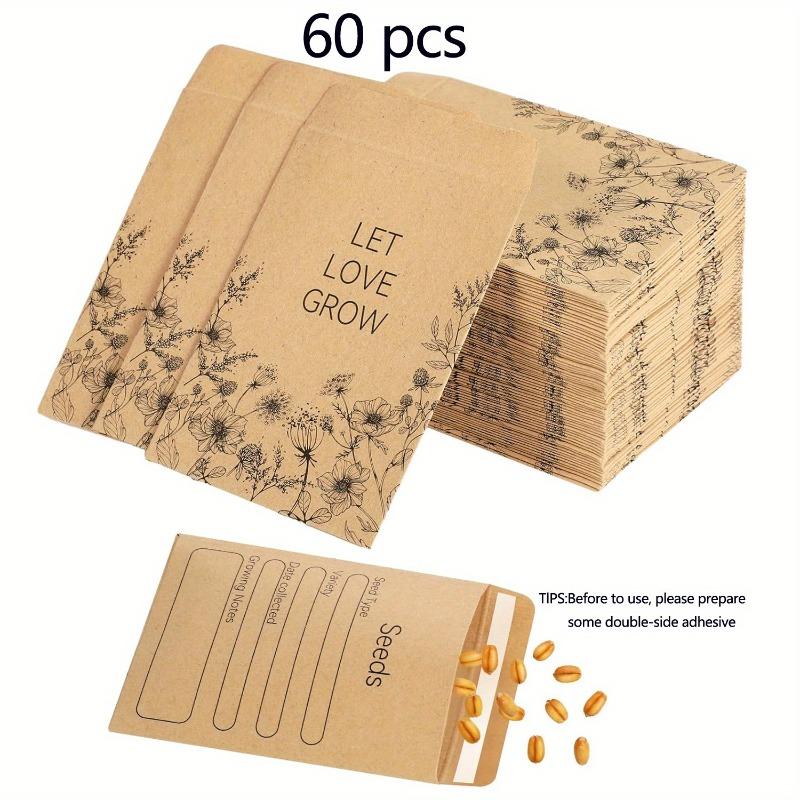 

60/120 шт. Конверти для насіння оптом 2,36 x 3,15 дюйма Пакети для насіння Конверти Самоклеючі Маленькі паперові конверти для монет Знову закриваються Насіння