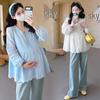 2026 Spring Maternity V-Neck Embroidered Doll Shirt – French Korean Style Loose Top