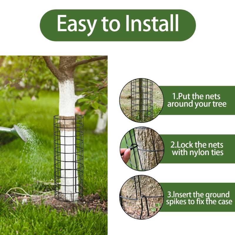 Tree Trunk Protectors 6pcs Plant Guards Protectors with Ziped Ties Metal Stakes Garden Protections Tree Wrap Cage for Damage