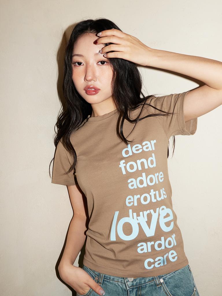 OAFISH Lettering T-Shirt, Brown