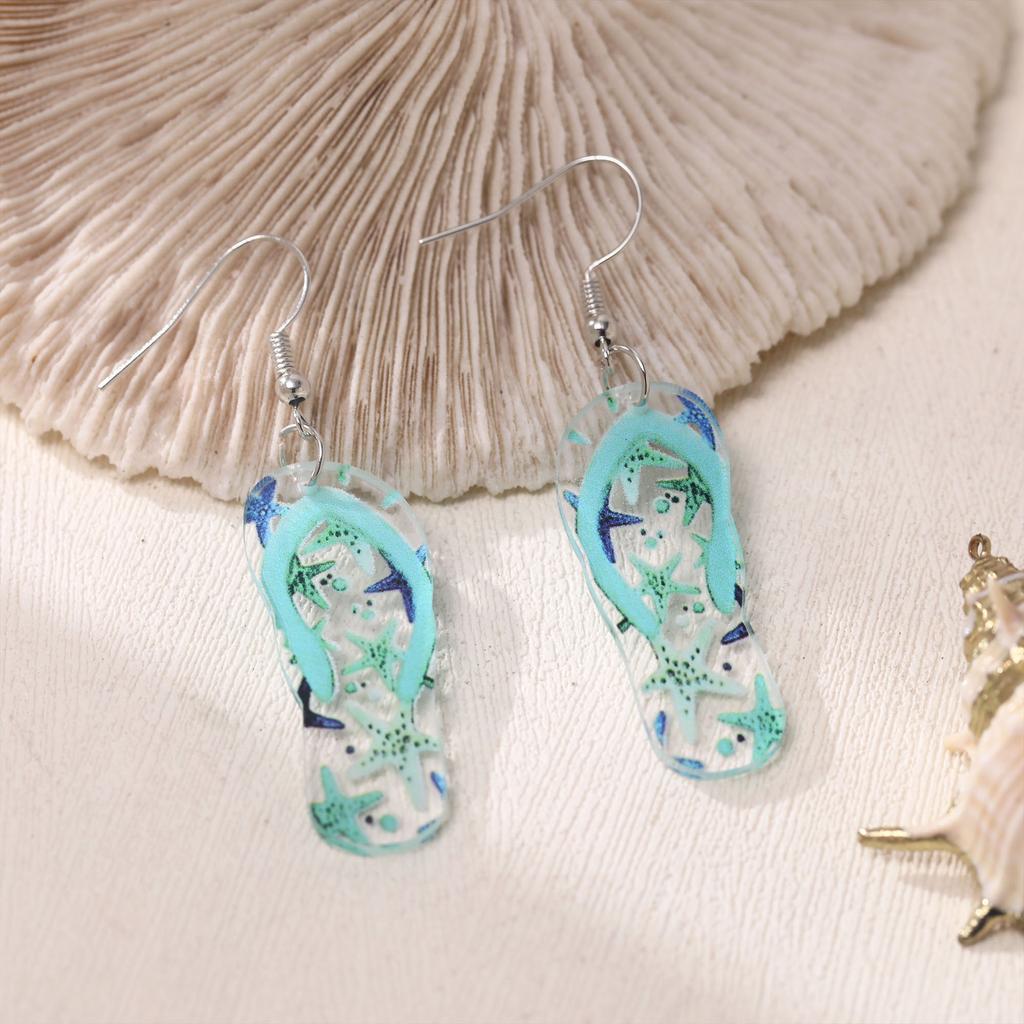 Environmentally Friendly Acrylic Earrings, Fashionable Personalized Cartoon Starfish Slippers Styling Earrings