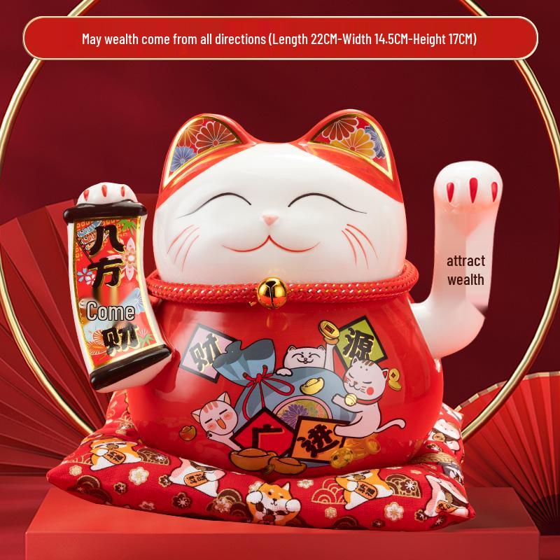 Large Ceramic Lucky Cat Ornament: Creative Piggy Bank & Home Decoration Gift