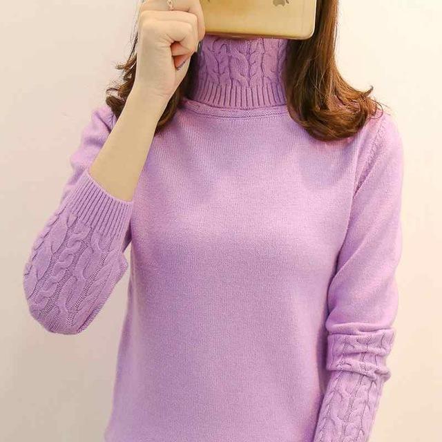 Women Sweater Turtleneck Pullovers Autumn Winter Sweaters New Long Sleeve Thick Warm Female Sweater Khaki