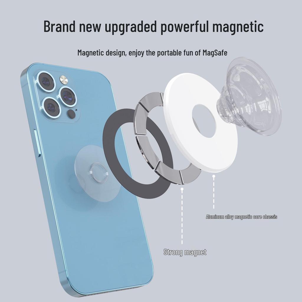 Super Strong Magnetic Detachable Metal Phone Holder with Retractable MagSafe Airbag