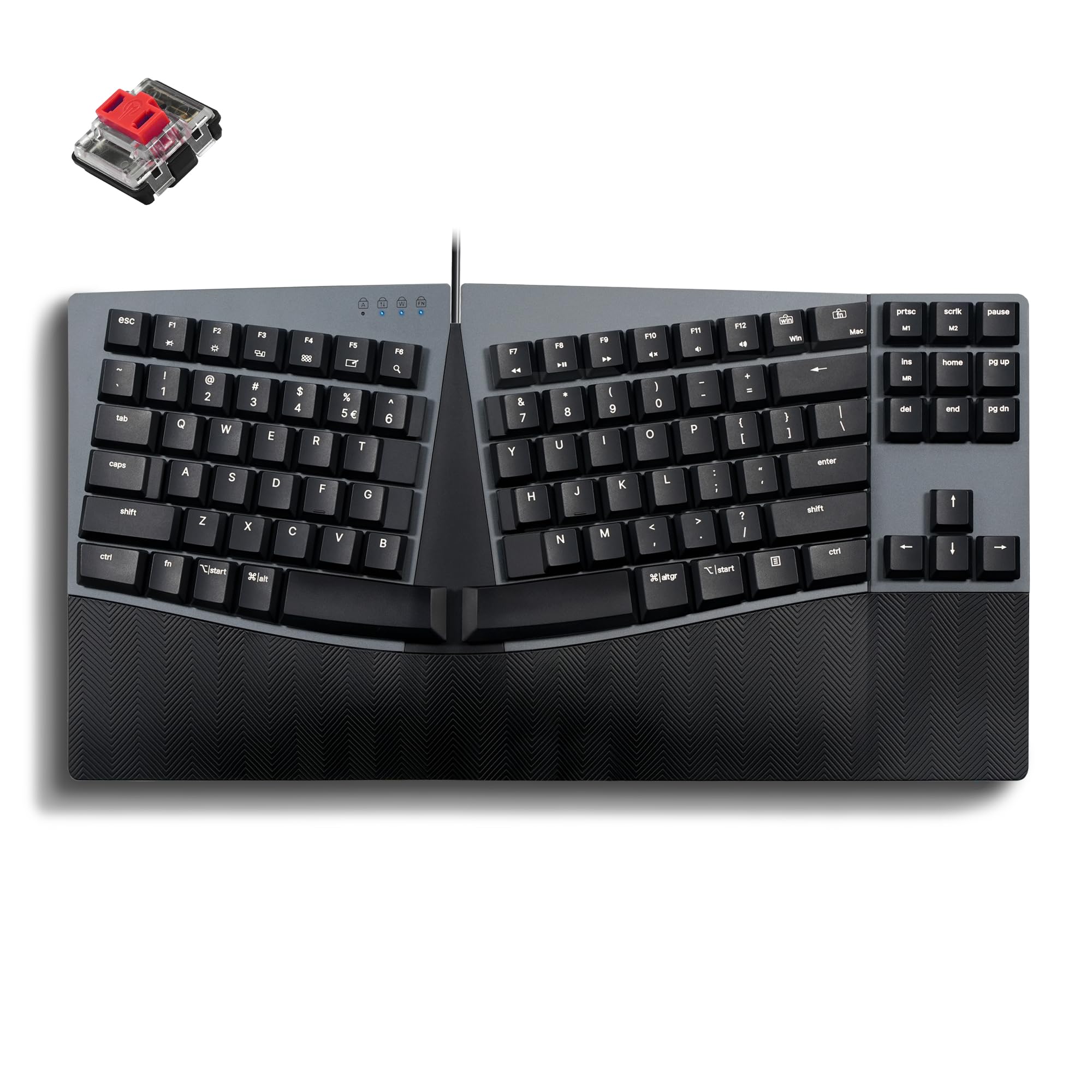 

Perixx Px Ergo Mech Ергономічна клавіатура Механічна клавіатура Tenkey Low Low Profile Wired Connection USB Compatible with OS X Black English Layout Windows/Mac