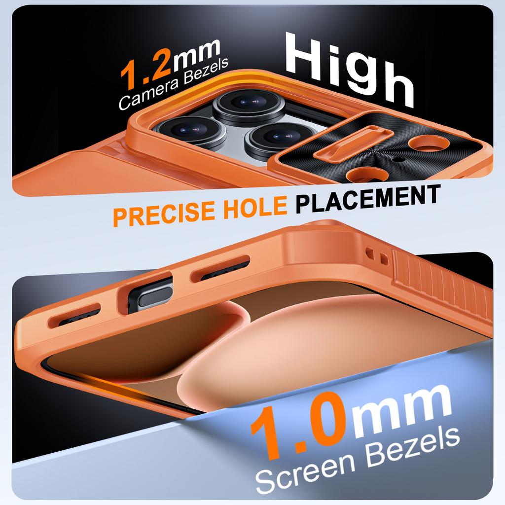 Protective Wallet Case with Card Holder, Kickstand and Camera Cover for iPhone 17 Pro Max-Orange